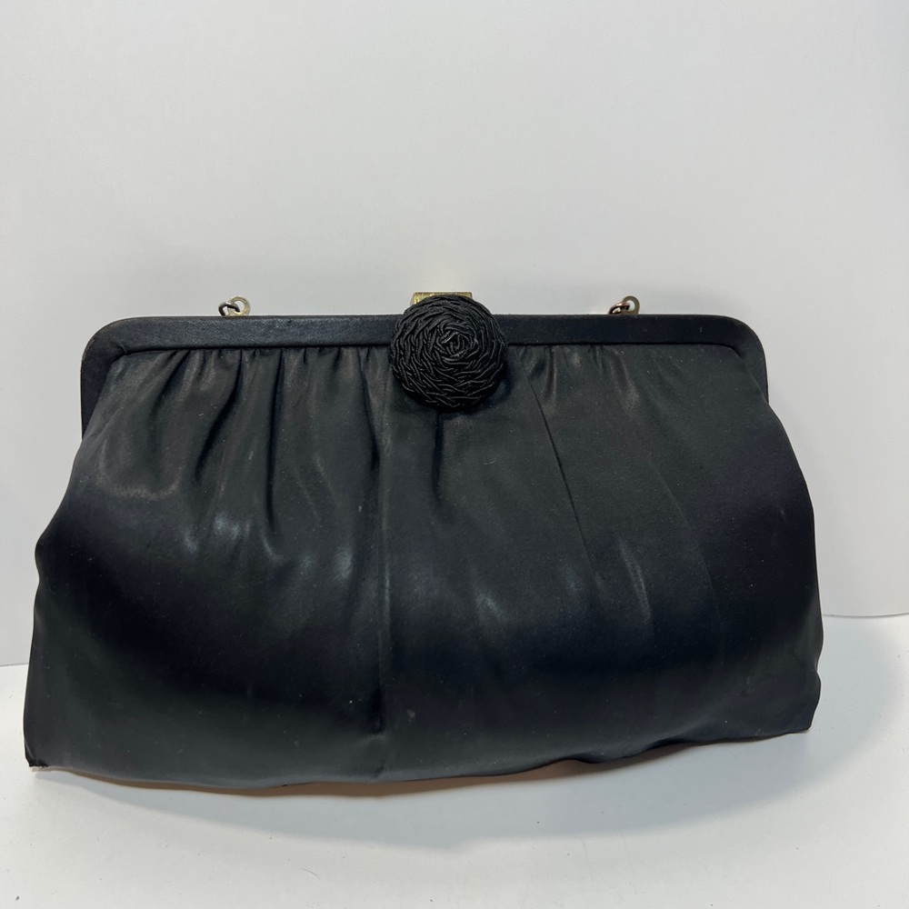 Ande Elegant Black Clutch Bag chain handle & snap closure